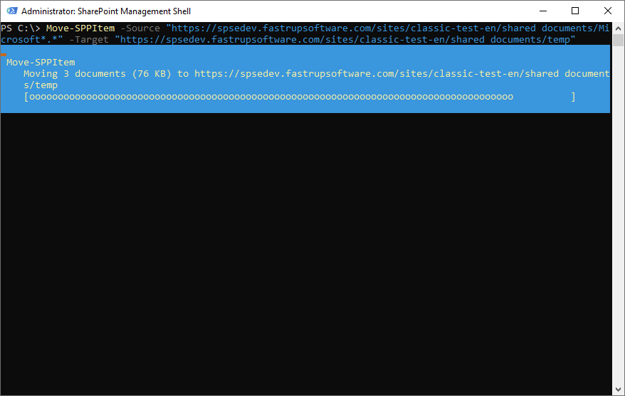 PowerShell cmdlets for CopyMove showing automation capabilities